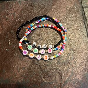 Colorful Beaded WWJD Bracelets Set of 3 ✨
